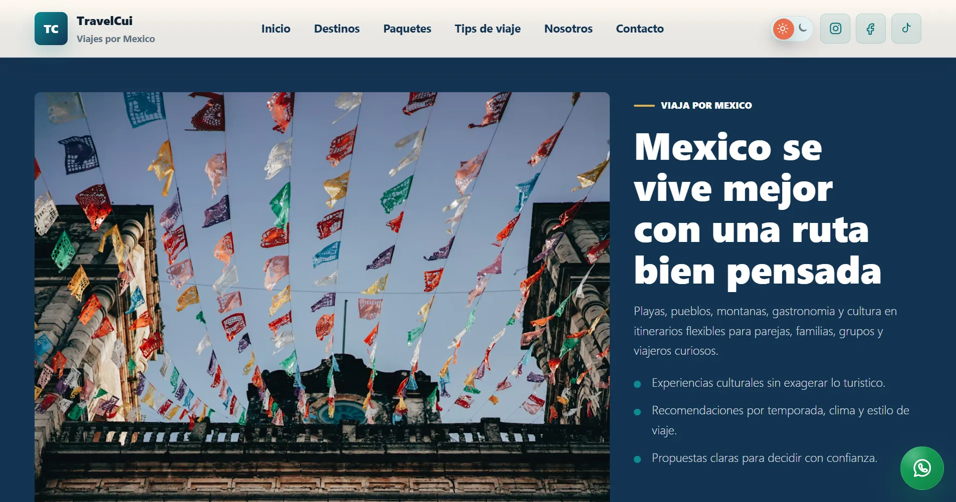 Landing page para agencia de viajes - Paquetes. Bloque de ofertas con jerarquía clara para comparar opciones.